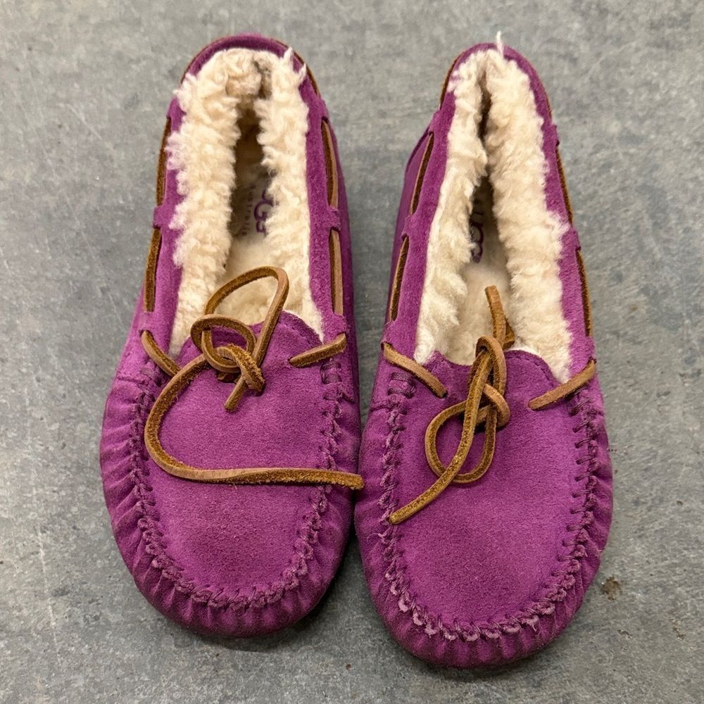 UGG Purple Suede Moccasins with Plush Lining